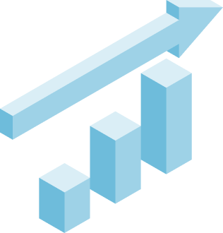 A 3D bar chart featuring three ascending blue bars and an upward-pointing blue arrow illustrates growth, inspired by Triple Ring Technologies' dynamic innovation.